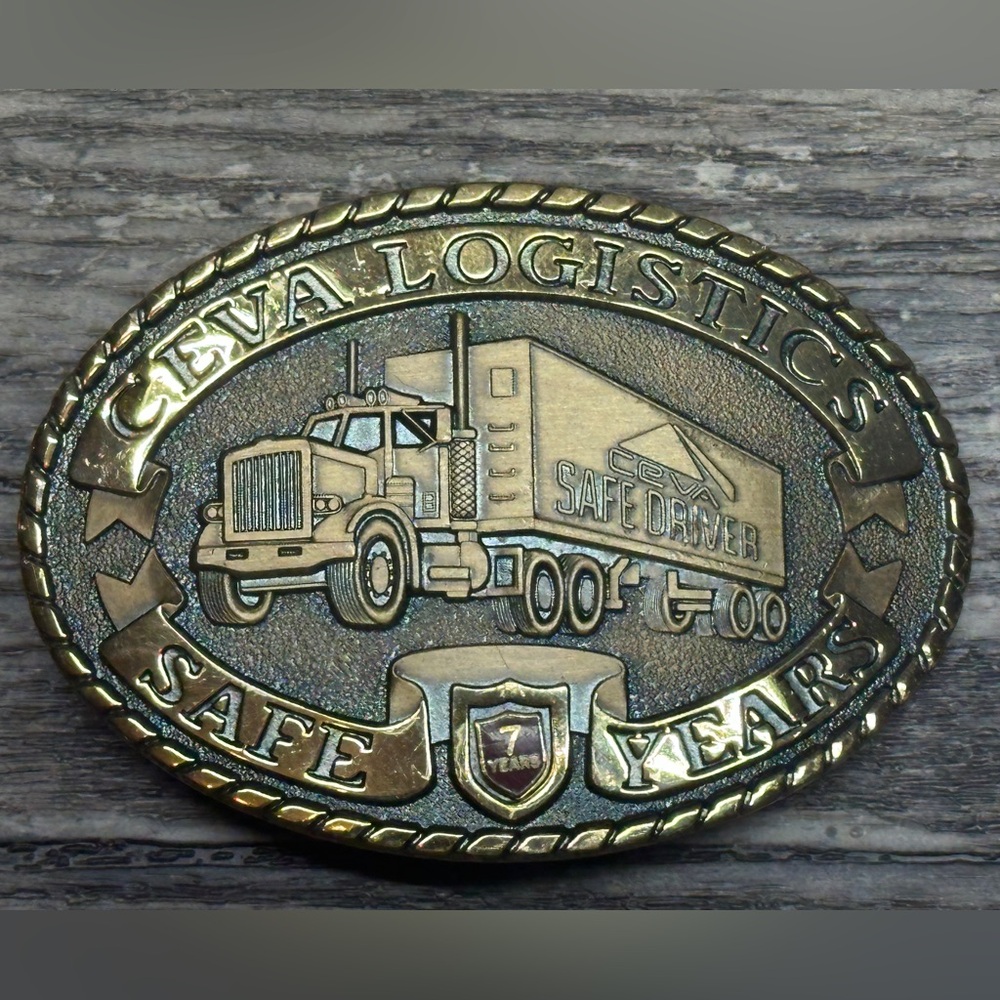CEVA Logistics Safe Driver Belt Buckle 7 Years Brass Trucking